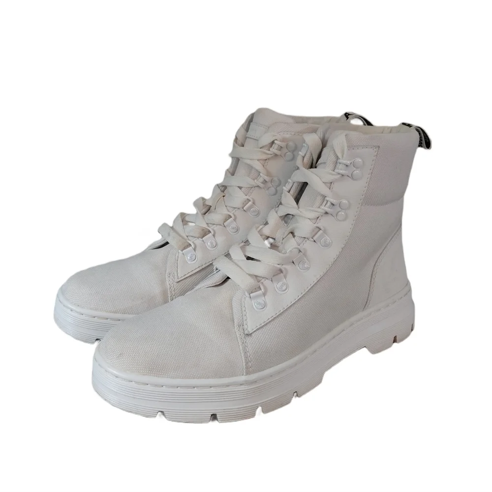 Dr. Martens Combs White Combat Boots Men's Size 8.5 High-Top Lug Sole Boots